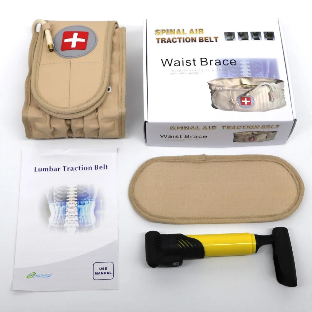 Lumbar Traction Belt Decompression Back Belt Inflatable Waist Belt Back Support Belt for Lower Back Pain - Yellow - 6