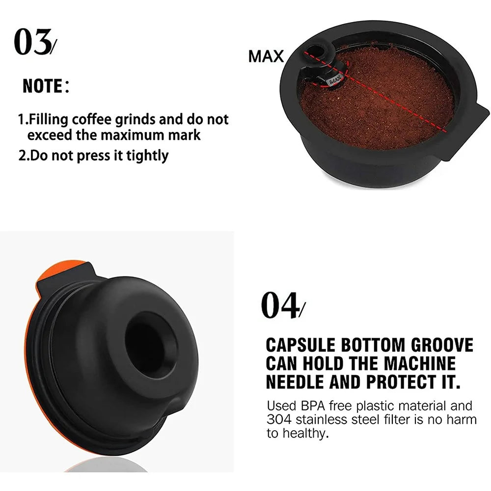 ICAFILAS 180ML Coffee Pod for Keurig K Cup Tassimo Eco-Friendly Reusable Filter Refillable Espresso Coffee Maker Capsules (No FDA Certified, BPA Free) - Orange - 4