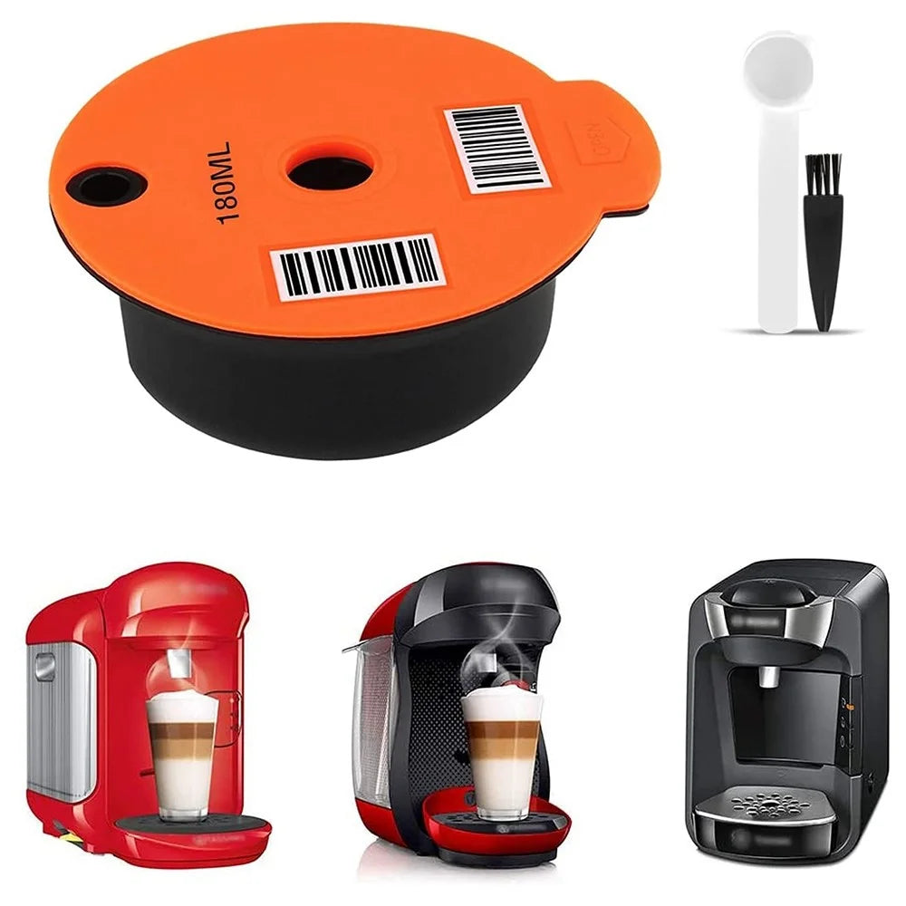 ICAFILAS 180ML Coffee Pod for Keurig K Cup Tassimo Eco-Friendly Reusable Filter Refillable Espresso Coffee Maker Capsules (No FDA Certified, BPA Free) - Orange - 6