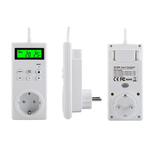 TS-3000 Thermoregulator Wireless Temperature Controller Thermostat Switch Timer Socket with Backlit - EU Plug - 1