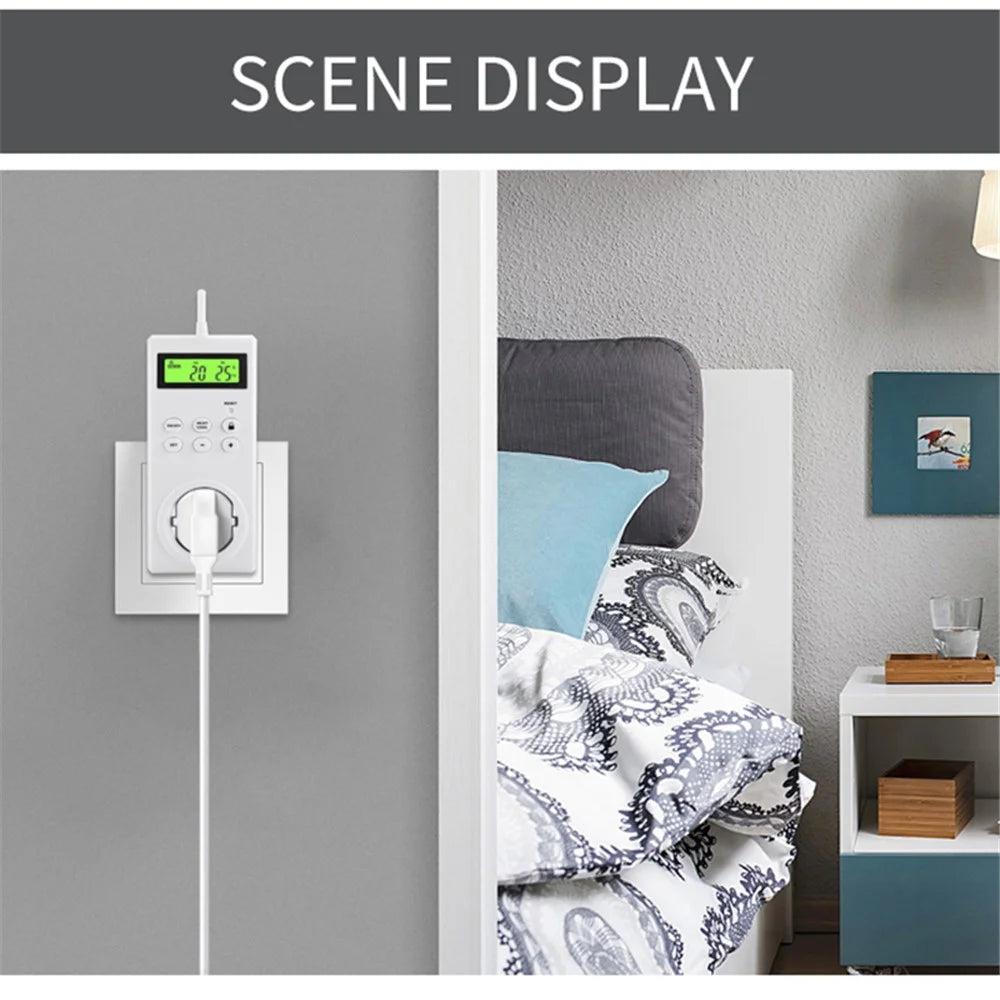 TS-3000 Thermoregulator Wireless Temperature Controller Thermostat Switch Timer Socket with Backlit - EU Plug - 5