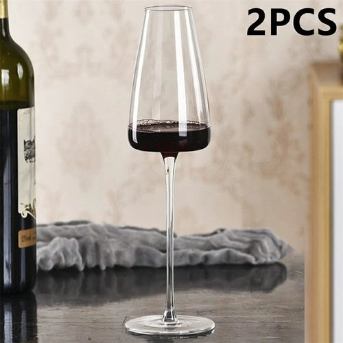 2Pcs 260ml Burgundy Wine Glass Transparent Highball Glass with Groove for Home Party - 1