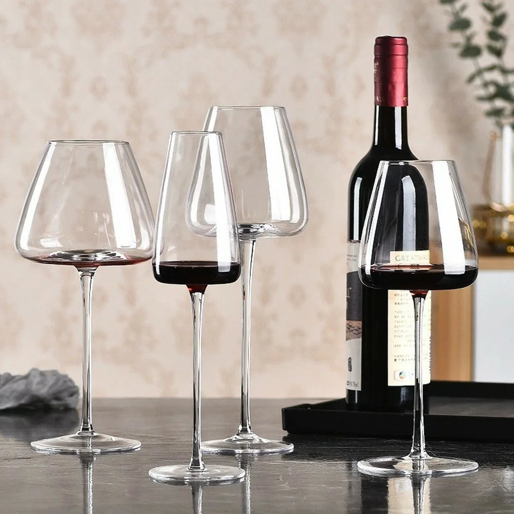 2Pcs 260ml Burgundy Wine Glass Transparent Highball Glass with Groove for Home Party - 2