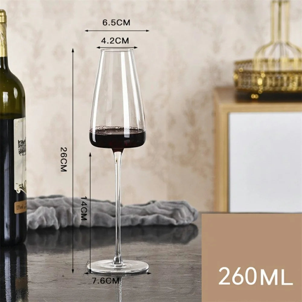 2Pcs 260ml Burgundy Wine Glass Transparent Highball Glass with Groove for Home Party - 3