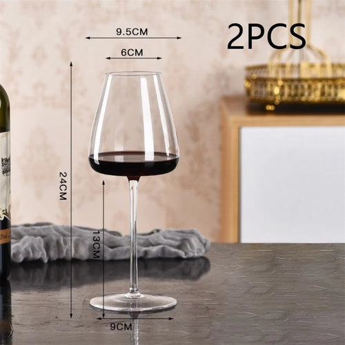 2Pcs 360ml Burgundy Wine Glass Transparent Highball Glass with Groove for Home Party - 1