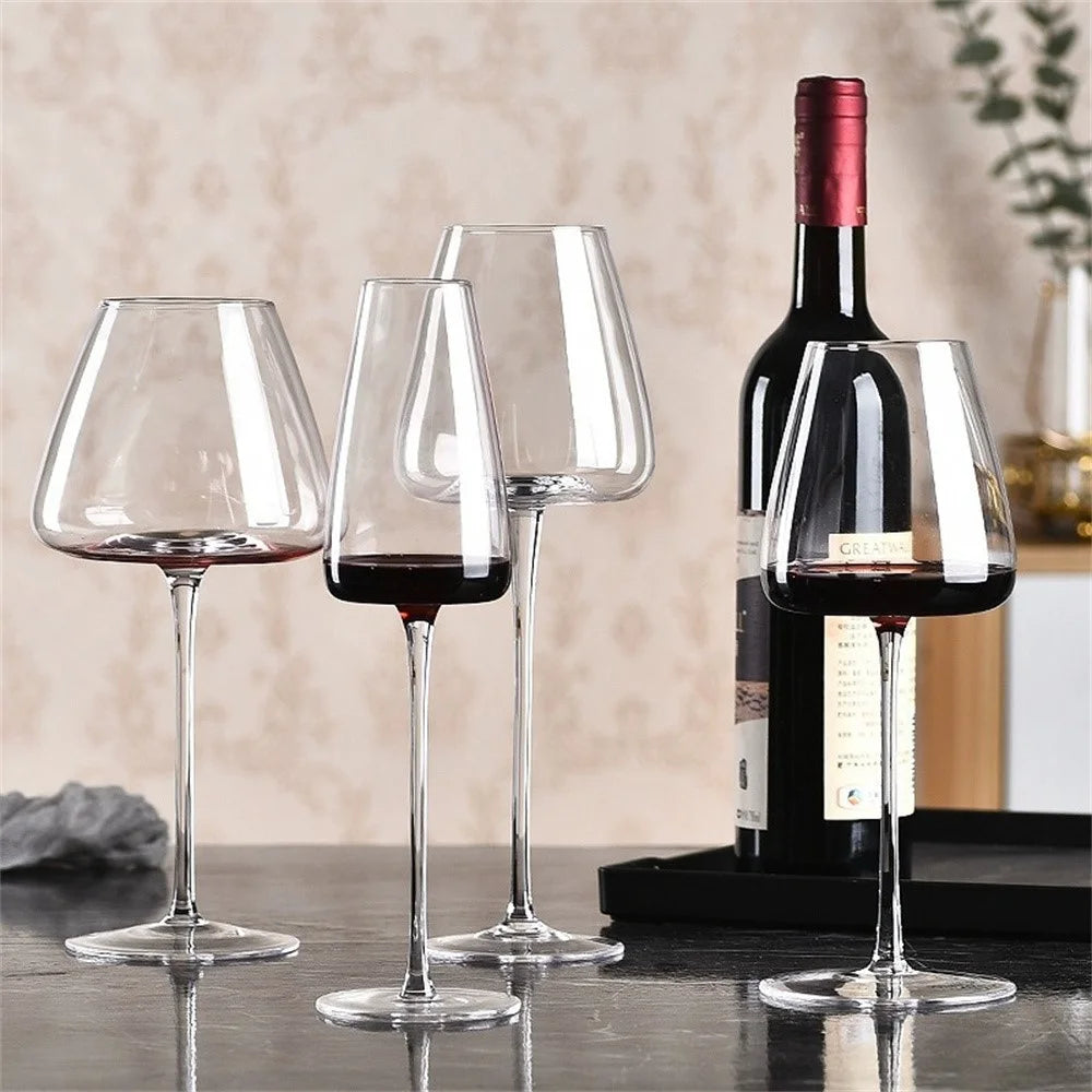 2Pcs 360ml Burgundy Wine Glass Transparent Highball Glass with Groove for Home Party - 2
