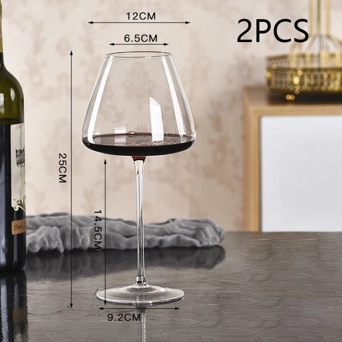 2Pcs 720ml Burgundy Wine Glass Transparent Highball Glass with Groove for Home Party - 1