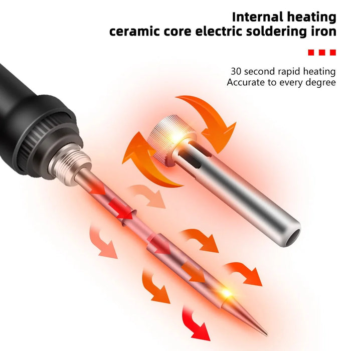 ANENG SL102 17Pcs Adjustable 60W Electric Soldering Iron Kit with Replaceable Welding Head Electronic Repair Set - US Plug - 4