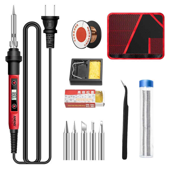 ANENG SL102 12Pcs 60W Fast Heating Design Electric Soldering Iron Kit with Replaceable Welding Head Set - US Plug - 1