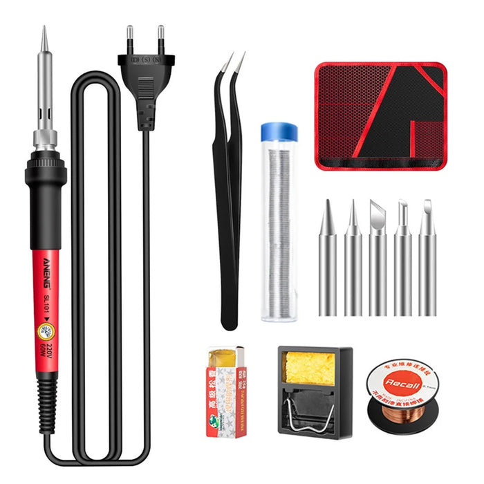 ANENG SL101 12Pcs 60W Electric Soldering Iron Kit with Replaceable Welding Head Electronic Repair Set - EU Plug - 1