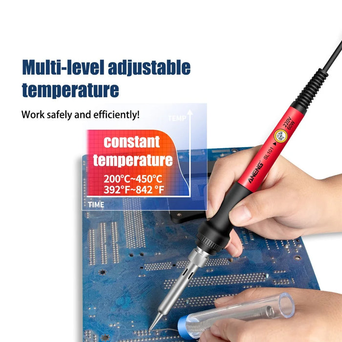 ANENG SL101 12Pcs 60W Electric Soldering Iron Kit with Replaceable Welding Head Electronic Repair Set - EU Plug - 3