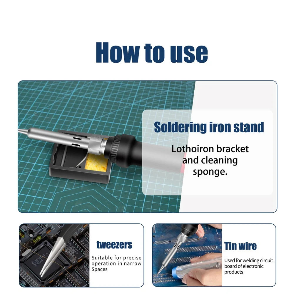 ANENG SL101 17PCS Multi-Functional 60W Electric Soldering Iron Kit with Replaceable Welding Head Electronic Repair Set - US Plug - 6