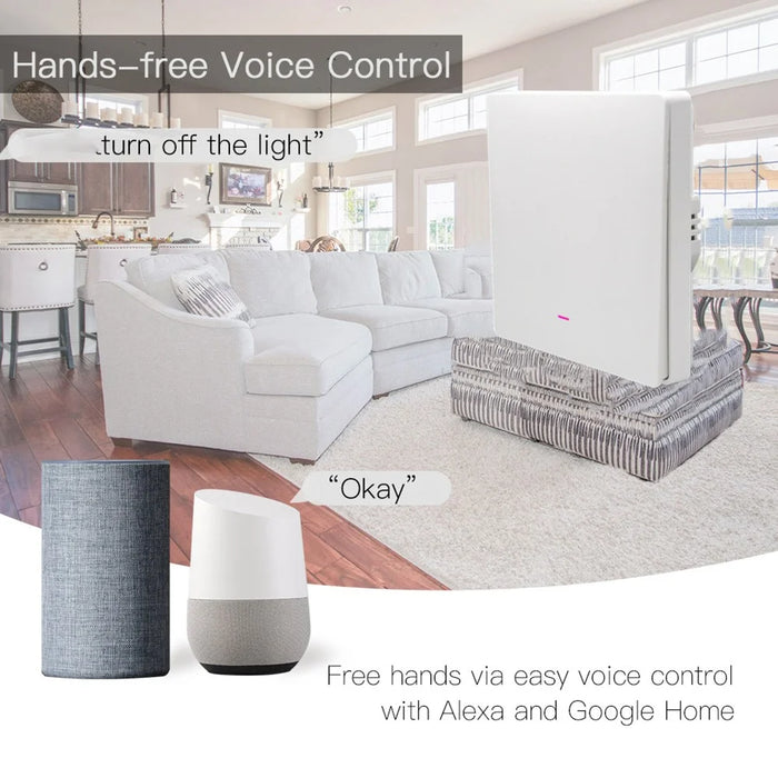 1-Gang Smart WiFi Switch Zero Fire Version Neutral Wire Fire Wire Required Voice Control Wall Switch Controller, EU Plug - 4