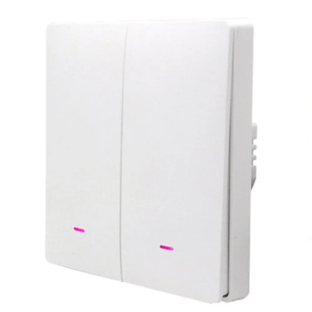 2-Gang Smart WiFi Switch Light Zero Fire Version Neutral Wire Fire Wire Required Voice Control Wall Switch Controller, EU Plug - 1