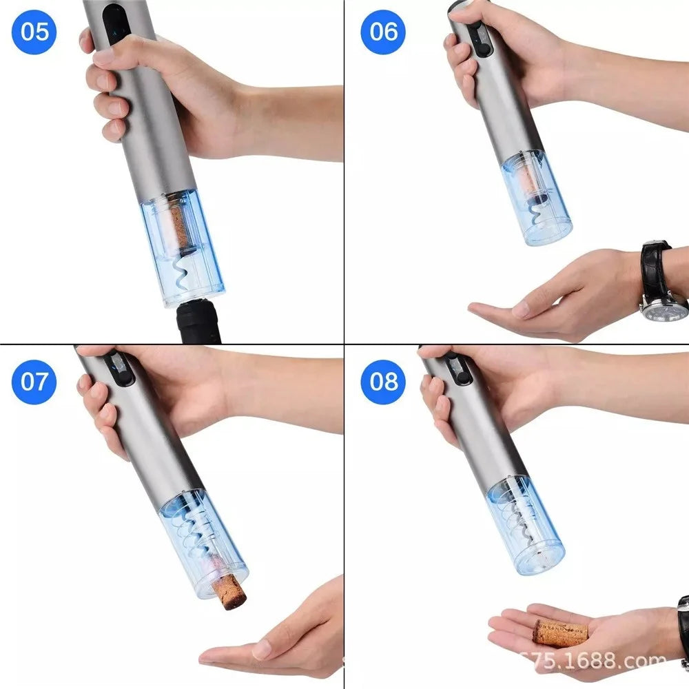 Electric Wine Bottle Opener with Foil Cutter Aerator Pourer Vacuum Stopper Set - 4