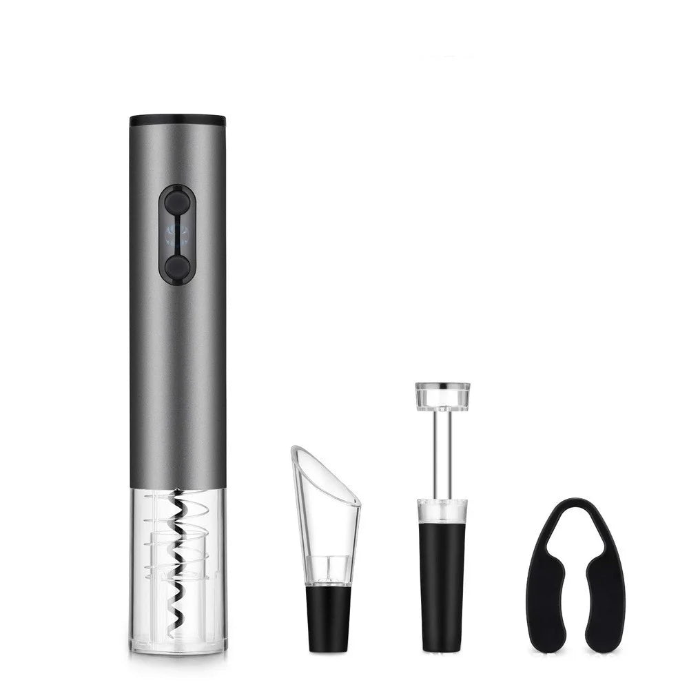 Electric Wine Bottle Opener with Foil Cutter Aerator Pourer Vacuum Stopper Set - 5