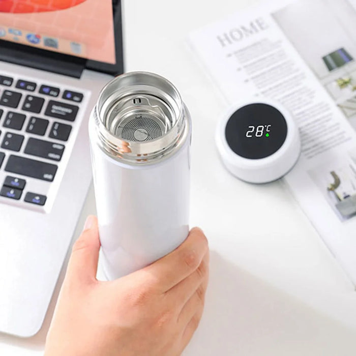 Thermos Bottle 500ML Smart Temperature Display 304 Stainless Steel Insulated Mug Sport Flasks (No FDA Certificate) - White - 6