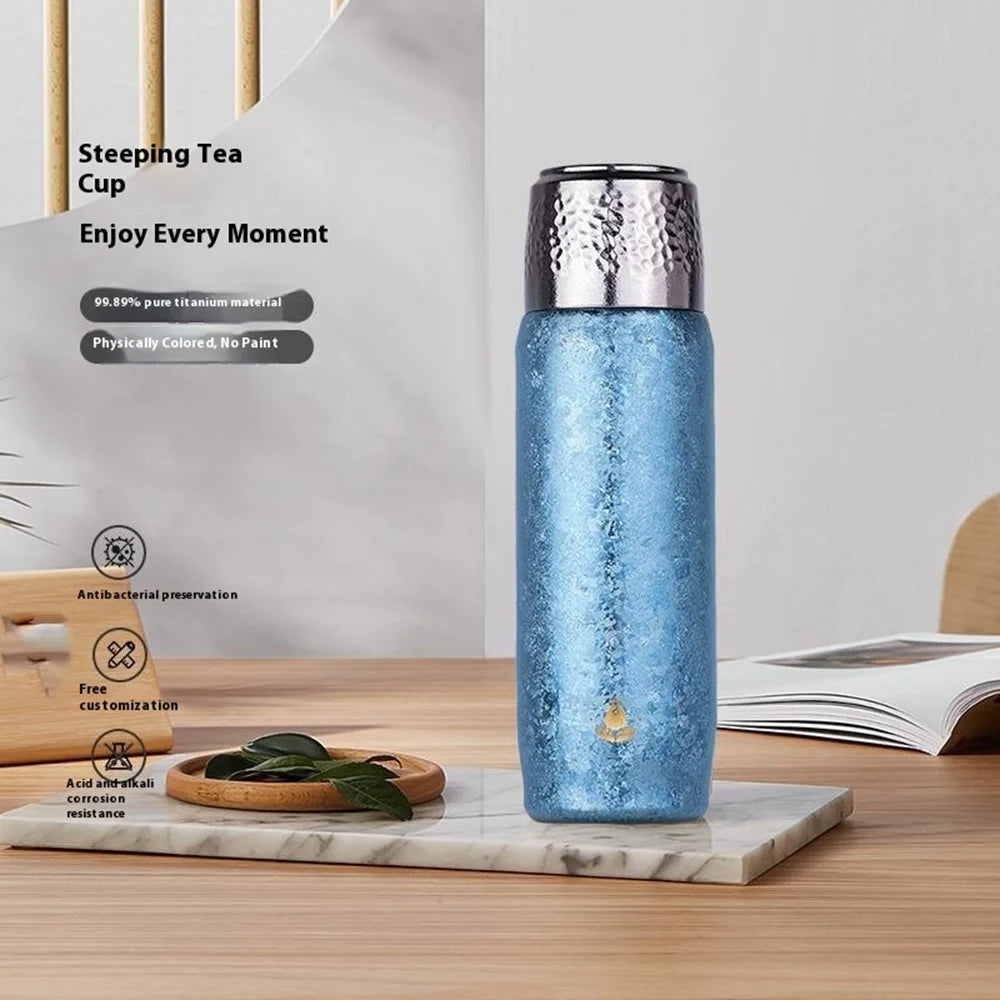 DONGHUIYUAN HA-102 500ml Pure Titanium Insulated Water Bottle for Outdoor Home Tea Cup with Temperature Display (BPA Free, No FDA) - Blue - 2