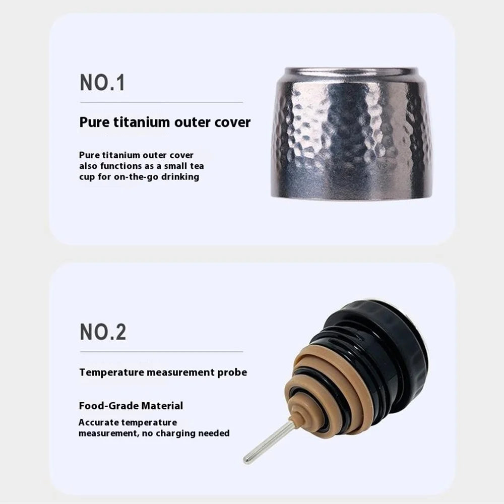 DONGHUIYUAN HA-102 500ml Pure Titanium Insulated Water Bottle for Outdoor Home Tea Cup with Temperature Display (BPA Free, No FDA) - Blue - 7