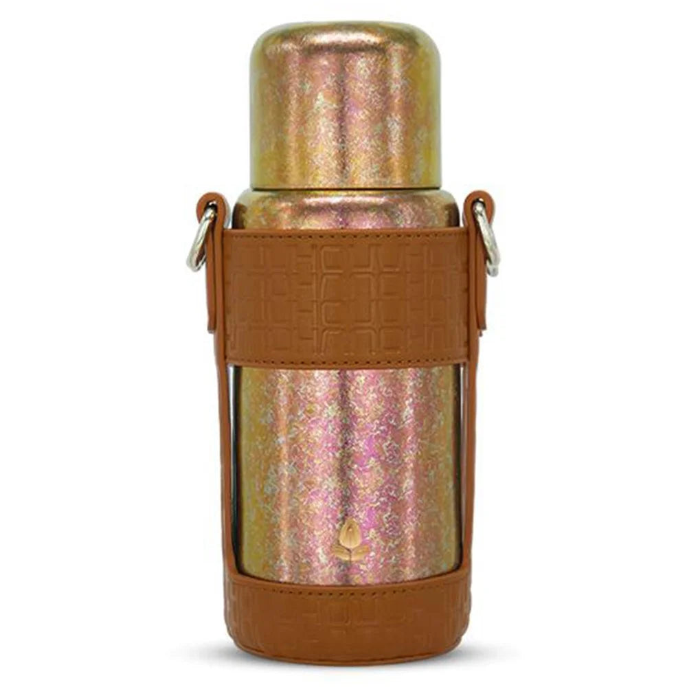 DONGHUIYUAN HA-08 550ml Pure Titanium Insulated Cup Portable Water Bottle with Cup Sleeve (BPA Free, No FDA) - Gold+Pink - 1
