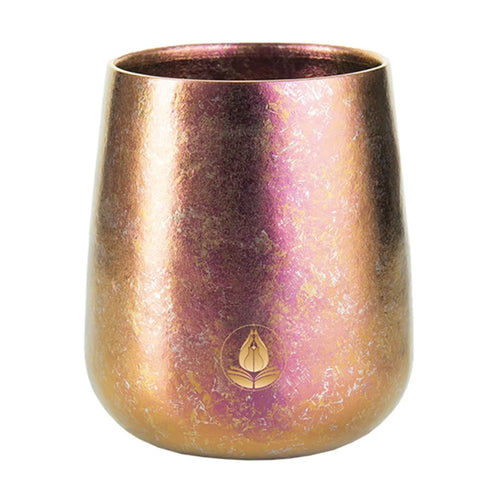 Donghui Institute HA-51 260ml Titanium Cup Home Outdoor Camping Double Layer Insulated Mug (BPA Free, No FDA) - Gold+Pink - 1