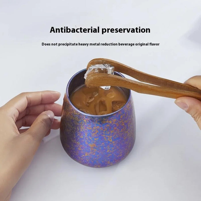 Donghui Institute HA-51 260ml Titanium Cup Home Outdoor Camping Double Layer Insulated Mug (BPA Free, No FDA) - Gold+Pink - 6