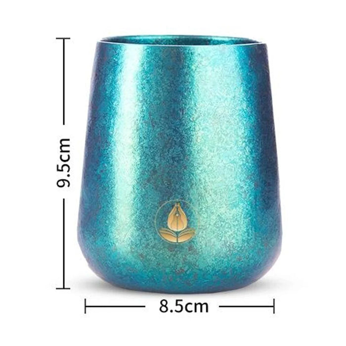 Donghui Institute HA-51 260ml Titanium Cup Home Outdoor Camping Double Layer Insulated Mug (BPA Free, No FDA) - Gold+Pink - 7