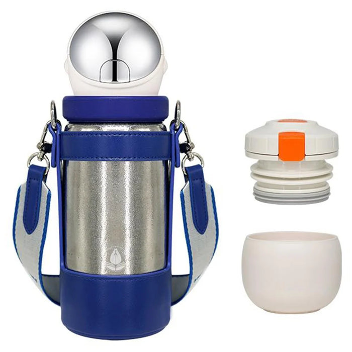 DONGHUIYUAN HA-16 550ml Pure Titanium Insulated Cup 2 in 1 Straw  /  Direct Drink Portable Water Bottle (BPA Free, No FDA) - Silver+White - 1
