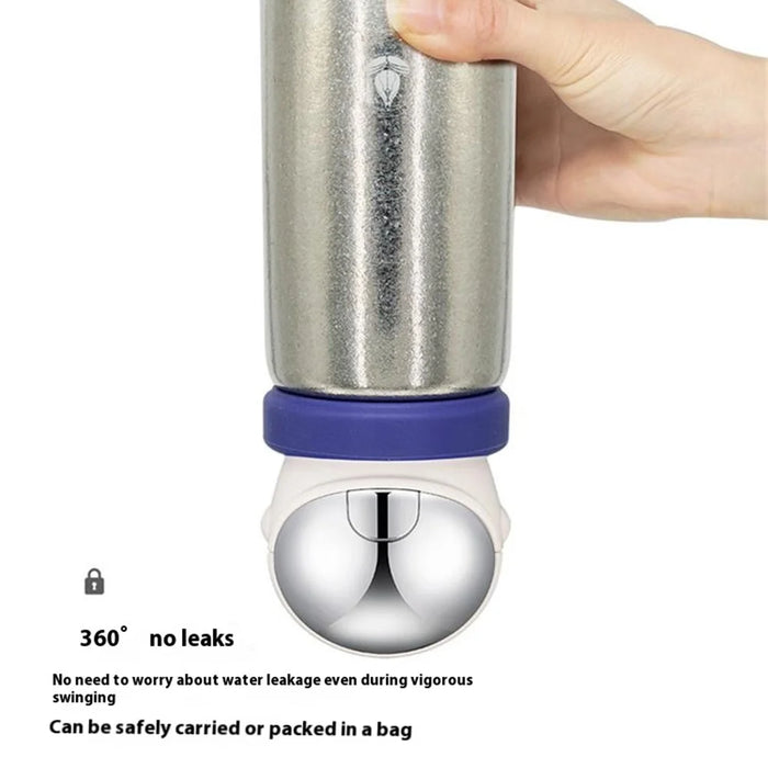 DONGHUIYUAN HA-16 550ml Pure Titanium Insulated Cup 2 in 1 Straw  /  Direct Drink Portable Water Bottle (BPA Free, No FDA) - Silver+White - 3