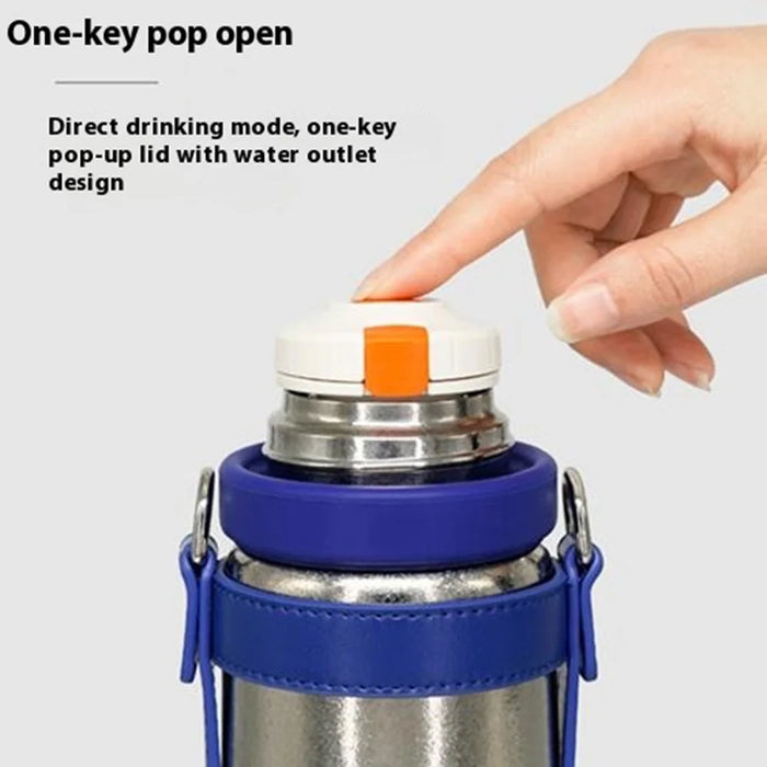 DONGHUIYUAN HA-16 550ml Pure Titanium Insulated Cup 2 in 1 Straw  /  Direct Drink Portable Water Bottle (BPA Free, No FDA) - Silver+White - 4