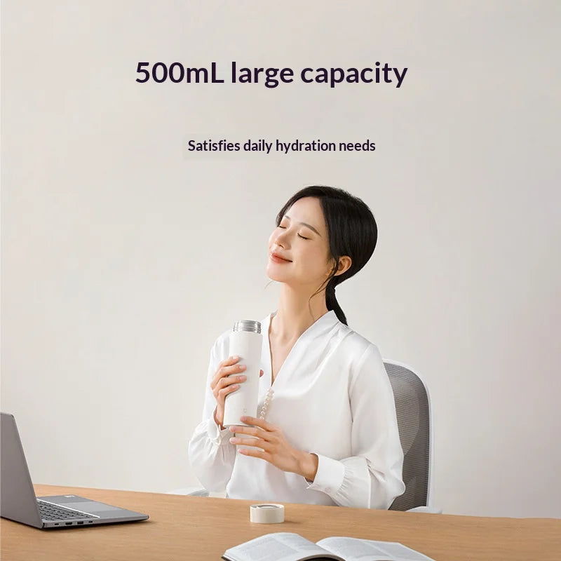 XIAOMI MIJIA MJBWB01PL 500ml Insulated Thermal Water Bottle 316L Stainless Steel Drinking Bottle for Office Travel (Chinese Version) (BPA Free, No FDA) - White - 5