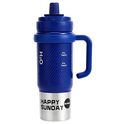 800ml Tumbler with Handle 316 Stainless Steel Inner Vacuum Insulated Mug with Tea Strainer for Car Travel (No FDA, BPA-Free) - Blue - 1