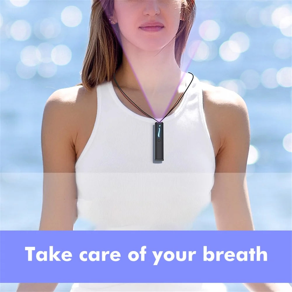 Mini Portable Air Purifier Wearable Necklace USB Air Cleaner Negative Ion Generator Personal Air Freshener for Adults - Black - 2
