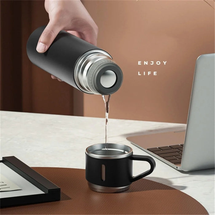 500ml 304 Stainless Steel Vacuum Insulated Water Bottle Leakproof Water Cup Mug with 3 Lid Cover (without FDA Certificate) - Blue - 3