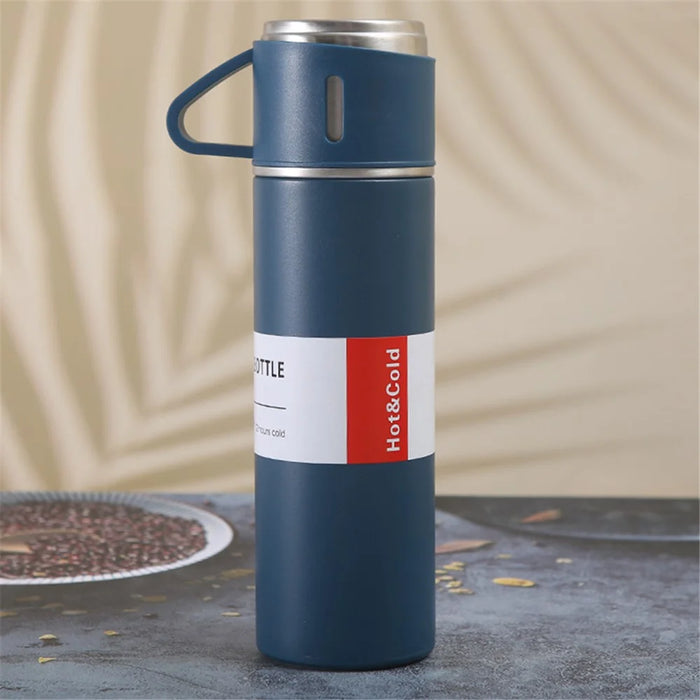 500ml 304 Stainless Steel Vacuum Insulated Water Bottle Leakproof Water Cup Mug with 3 Lid Cover (without FDA Certificate) - Blue - 4
