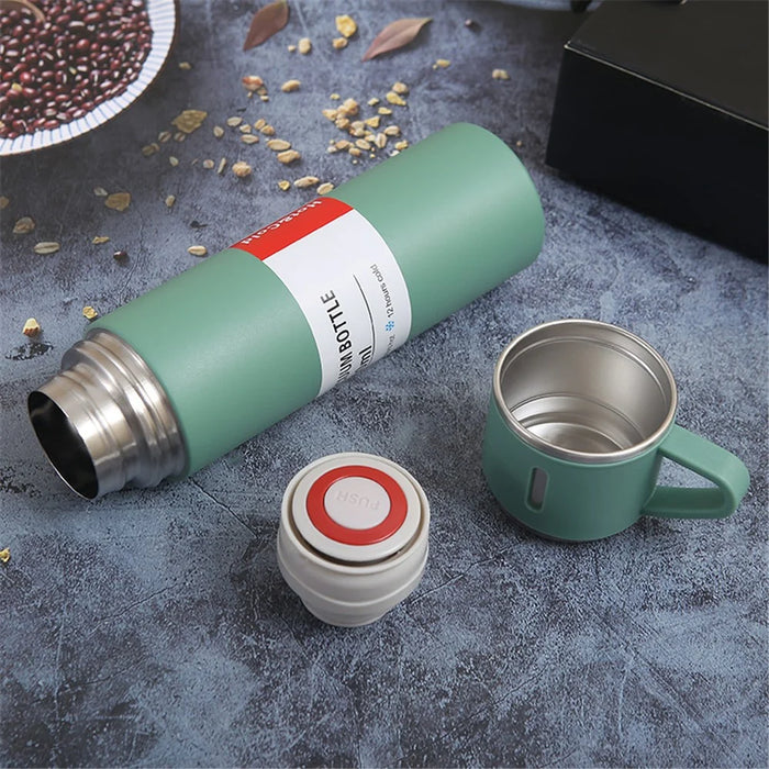 500ml 304 Stainless Steel Vacuum Insulated Water Bottle Leakproof Water Cup Mug with 3 Lid Cover (without FDA Certificate) - Blue - 6