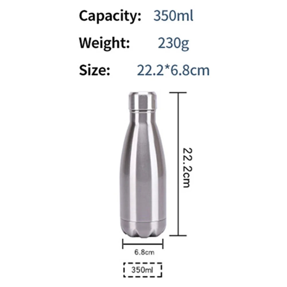 JUNSUNMAY 350ml 304 Stainless Steel Double Layer Vacuum Insulation Cup Cycling Water Bottle (BPA-Free, No FDA Certification) - Steel Color - 7