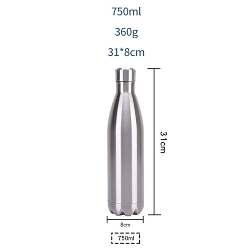 JUNSUNMAY 750ml 304 Stainless Steel Double Layer Insulated Cup Office School Gym Water Bottle (BPA-Free, No FDA Certification) - Black - 7