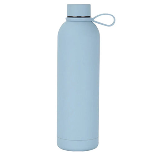JUNSUNMAY 750ml Candy Color Rubber Paint 304 Stainless Steel Vacuum Water Bottle (BPA Free, No FDA Certificate) - Light Blue - 1