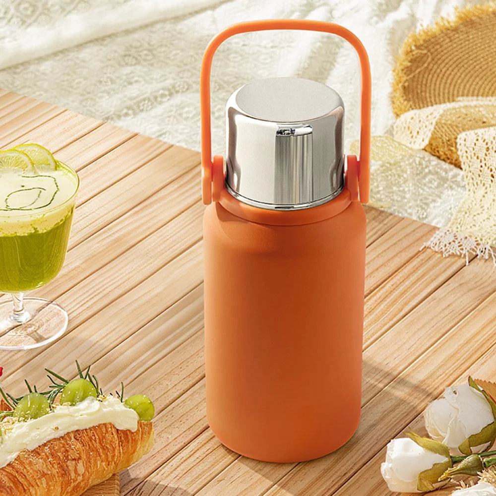 1000ml Outdoor Insulated Kettle Stainless Steel Water Cup with Long Strap (BPA Free, No FDA Certificate) - Orange - 2