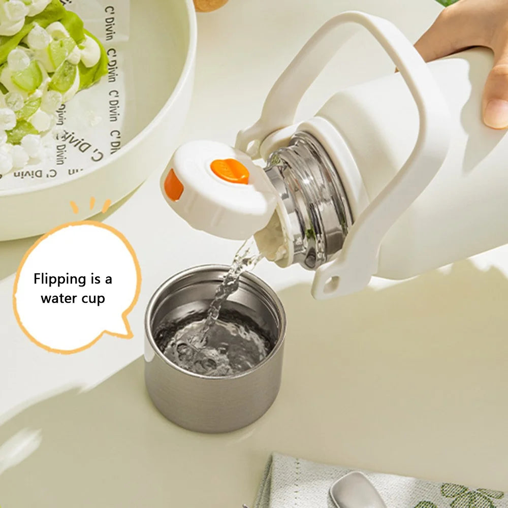 1000ml Outdoor Insulated Kettle Stainless Steel Water Cup with Long Strap (BPA Free, No FDA Certificate) - Orange - 5