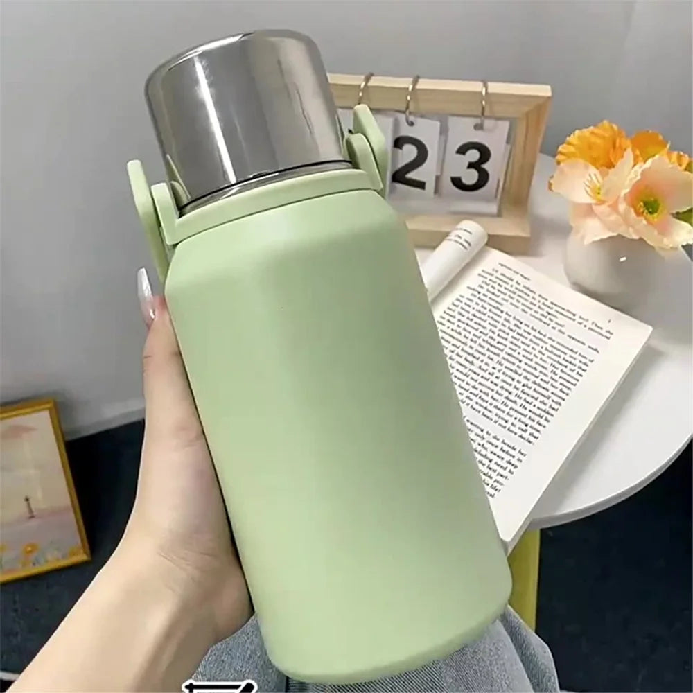 800ml Water Cup Stainless Steel Insulated Kettle with Strainer and Long Strap for Outdoor Sports (BPA Free, No FDA Certificate) - Light Green - 2