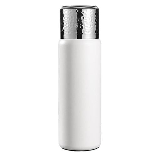 430ml Hammered Texture Lid 316 Stainless Steel Insulated Water Bottle with Tea Strainer (BPA-Free, No FDA Certification) - White - 1