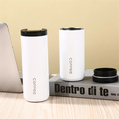 400ml 304 Stainless Steel Insulated Coffee Cup Car Home Water Bottle (BPA-Free, No FDA Certification) - White - 1