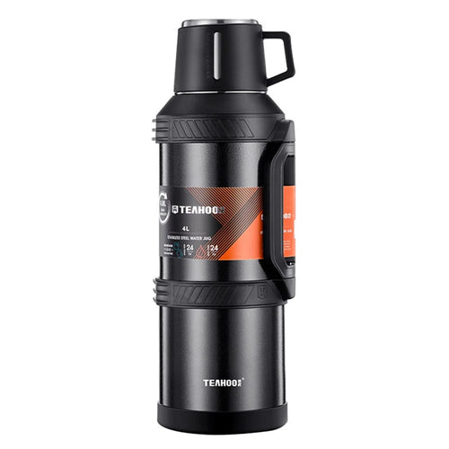 TEAHOO 4.0L Outdoor Water Bottle 304 Stainless Steel Insulated Cup (BPA Free, No FDA) - Black - 1