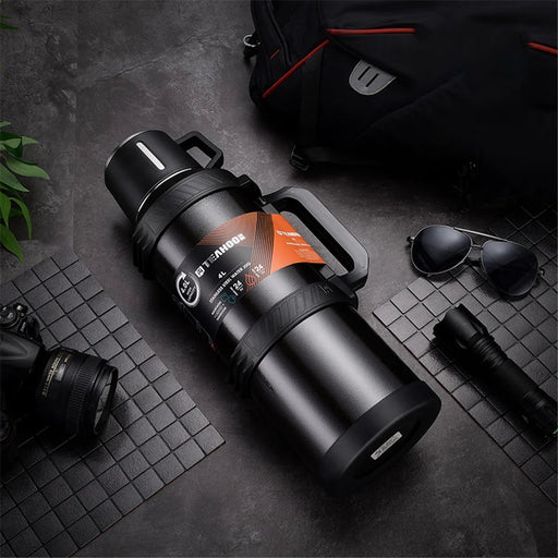 TEAHOO 4.0L Outdoor Water Bottle 304 Stainless Steel Insulated Cup (BPA Free, No FDA) - Black - 2