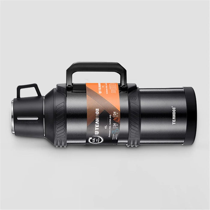 TEAHOO 4.0L Outdoor Water Bottle 304 Stainless Steel Insulated Cup (BPA Free, No FDA) - Black - 7