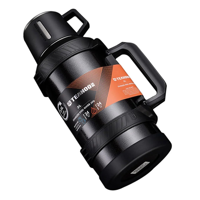 TEAHOO 3.0L Leak Proof 304 Stainless Steel Insulated Cup Water Bottle (BPA Free, No FDA) - Black - 1