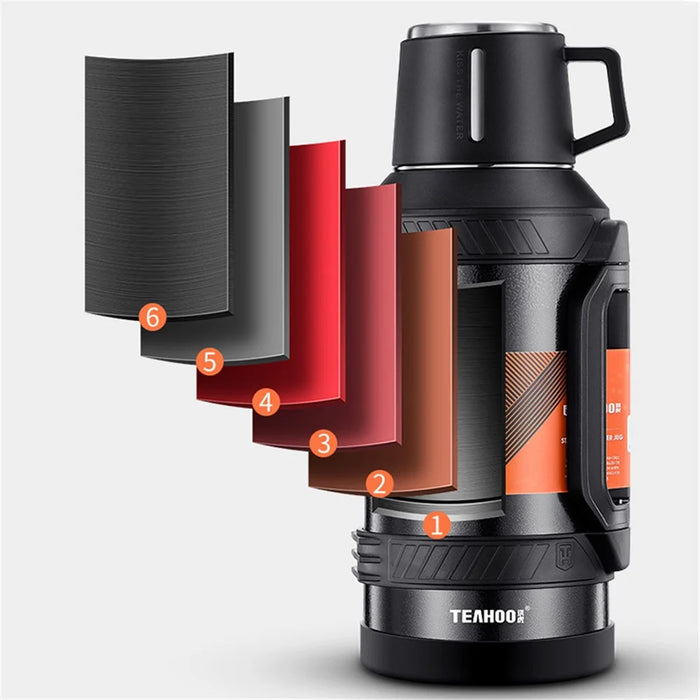 TEAHOO 3.0L Leak Proof 304 Stainless Steel Insulated Cup Water Bottle (BPA Free, No FDA) - Black - 6