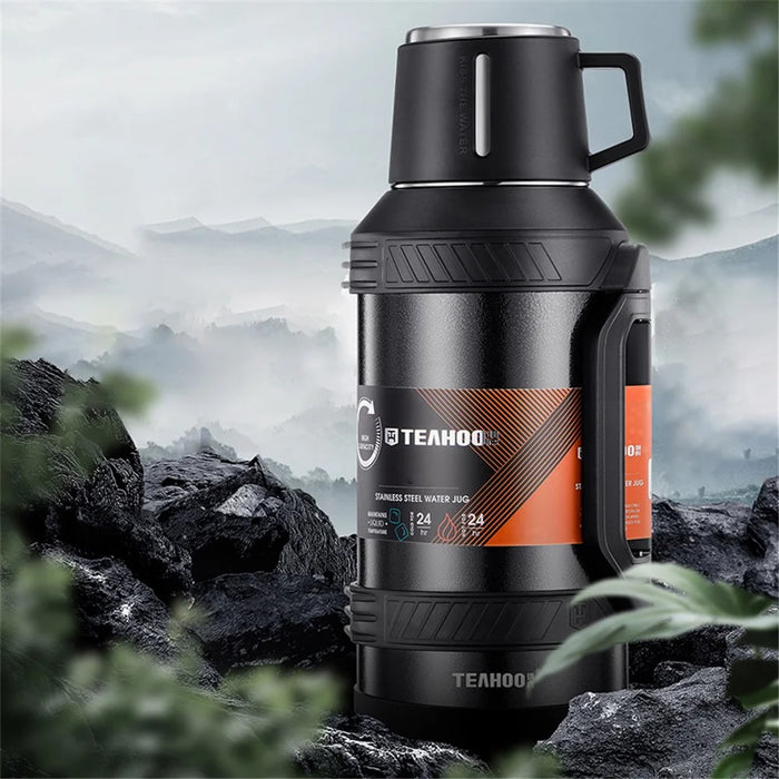 TEAHOO 2.3L 304 Stainless Steel Insulated Cup Outdoor Water Bottle (BPA Free, No FDA) - Black - 2
